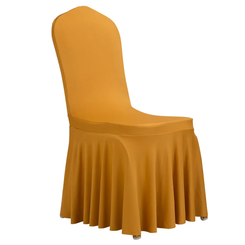 Pure White High Quality Banquet Used Spandex Plain Dyed Chair Covers With Sundress