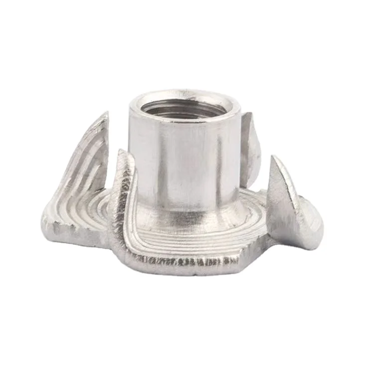 Woodworking Construction Blue Zinc Plated 4 Prong Stainless Steel Thread Insert T-Nuts for Wood
