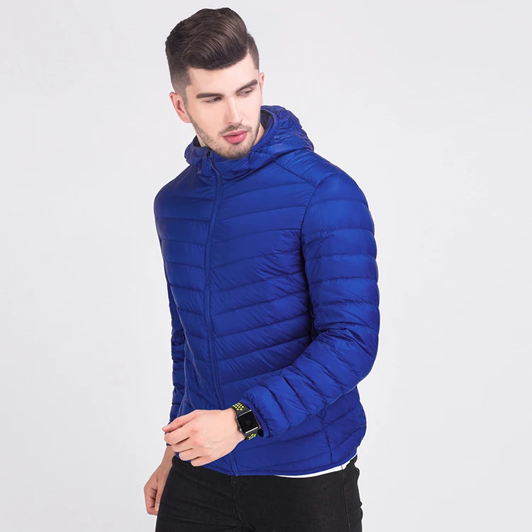 Высококачественные мужские пальто на белом утином пуху на заказ, Толстая теплая черная зимняя пуховая куртка с капюшоном