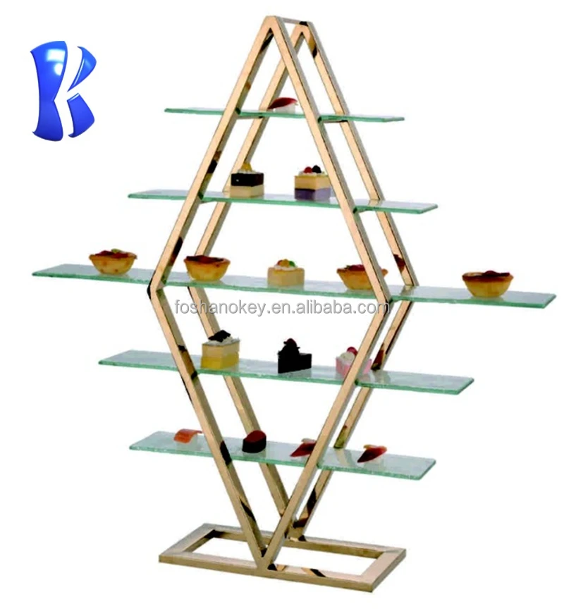 hot sale buffet riser for wedding decorations Catering luxury food display stand stainless steel 3 tiers elevation cupcake rack