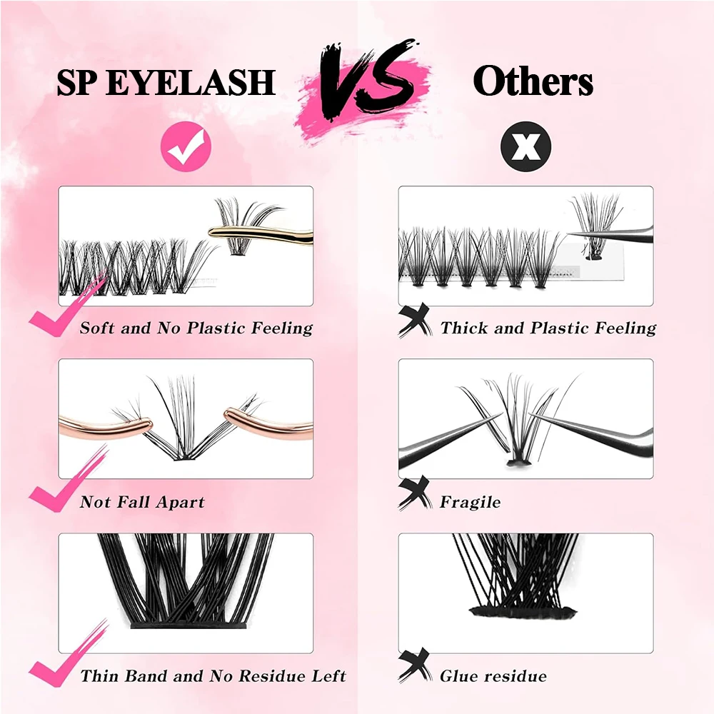 SP EYELASH 30D 40D 50D Individual Cluster Lashes Kit Bond Seal Lash Glue Applicator Tool DIY Lash Extension Kit
