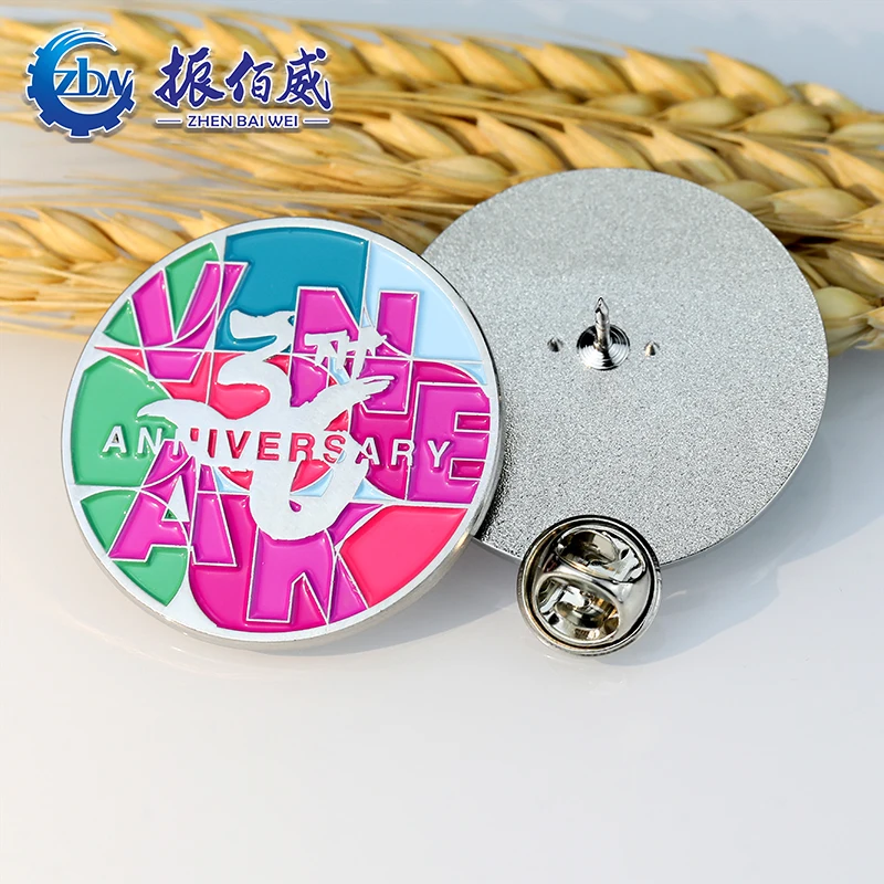 Enamel pushpin manufacturer lapel pin metal-plated magnetic badge free design logo soft and hard custom