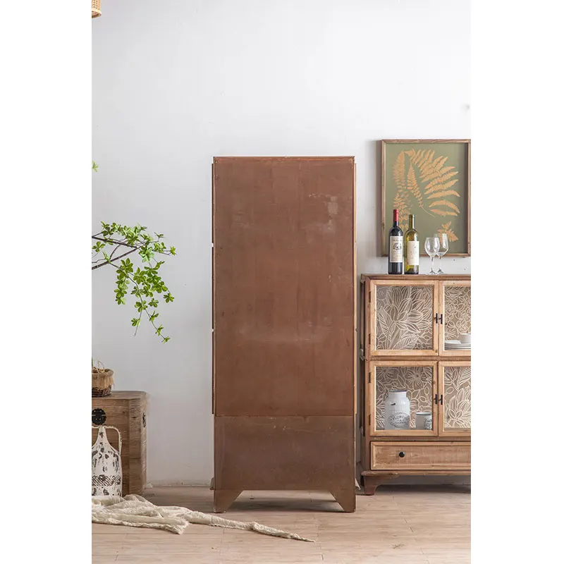 French Country Style Vintage Decor Home Kitchen Furniture Wooden Frame Glass Door Tall Kitchen Cabinet Designs