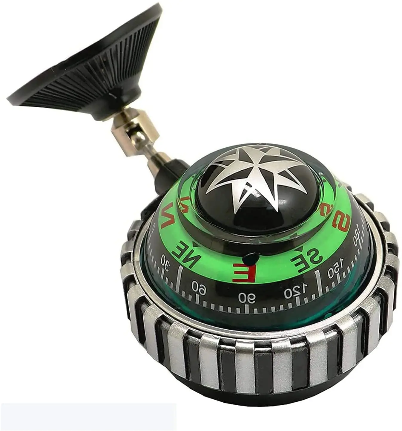 Suction Cup Car Compass with LED Adjustable Dash Mount for Navigation Hiking Direction
