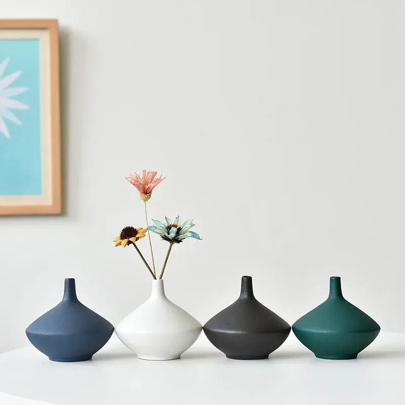 Nordic Dried Flower Floral Ornaments Home Vase Decoration Ceramic Living Room Flowerpot