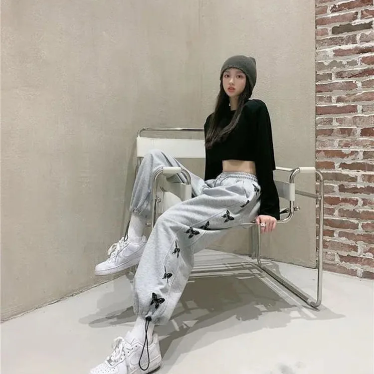 Fashion Wholesale Sweatpants Female Plus Size Pants Jogger Butterfly Printed Graphic Sweatpants Jogger Pants For Women