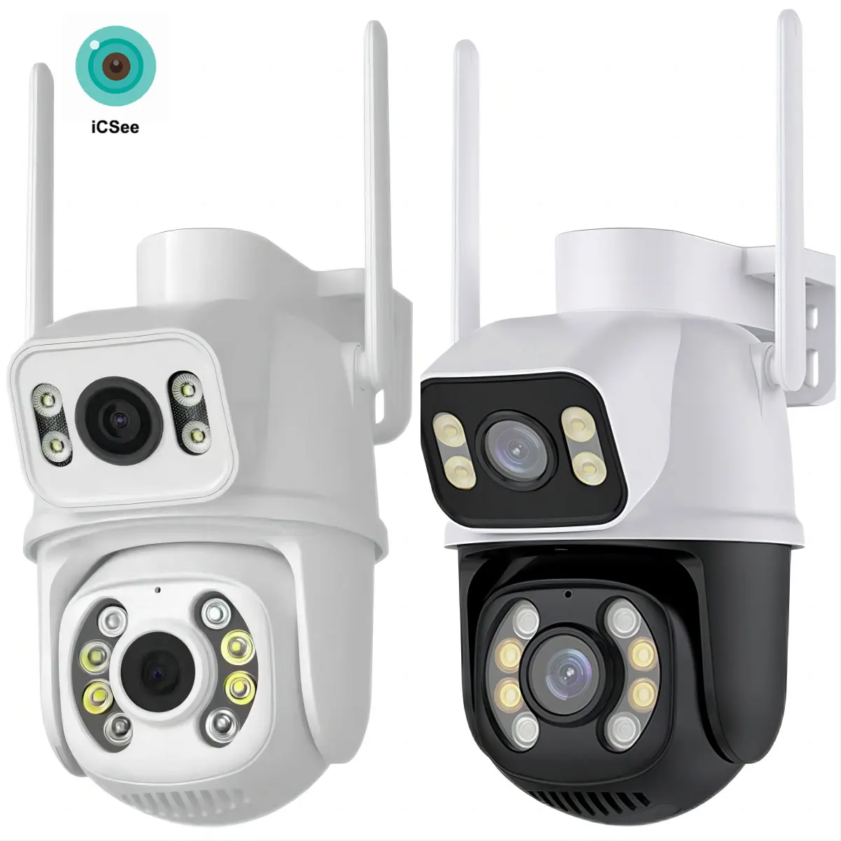 6MP 8MP Outdoor Cctv Camera Dual Lens 360 Degree Panorama Full Color Night Vision With Audio Alarm Security Camera