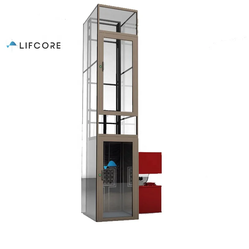 2-3 Stops 350kg Full Glass Residential Lifts Elevators With Beautiful Cabin