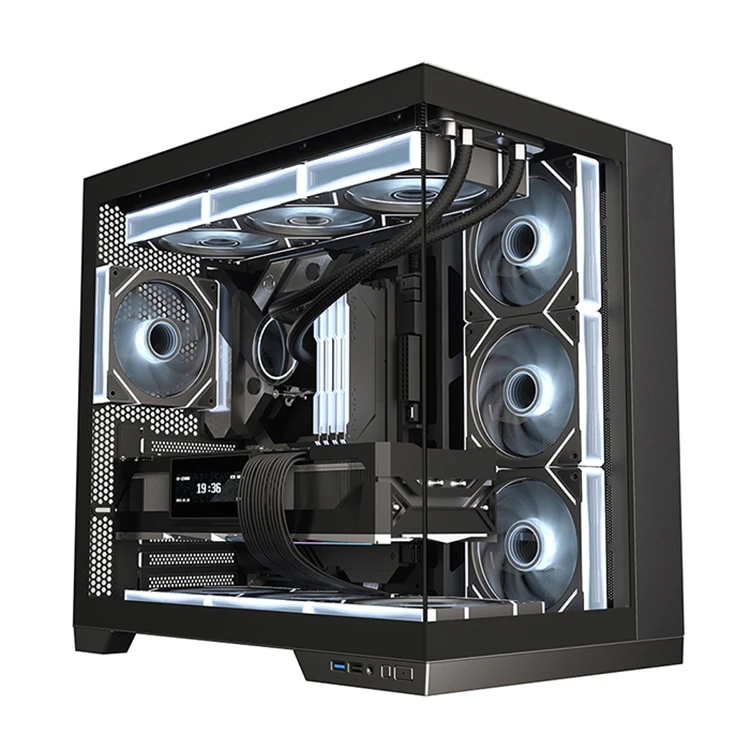 Column-Free Design PC gamer Case Mid Tower Desktop Computer Gaming Superior GAME Case for ATX/M-ATX/ITX Easy Installation