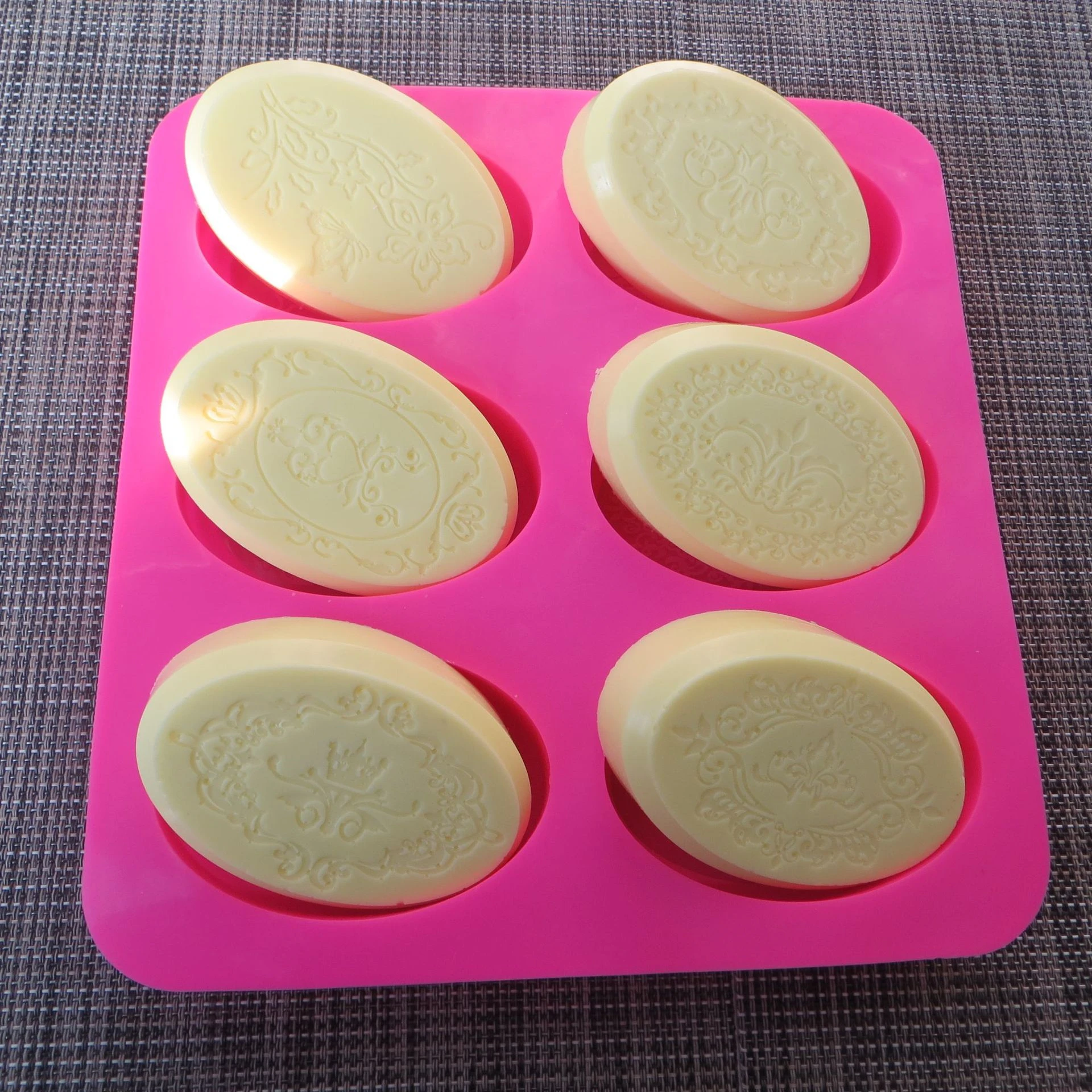 Wholesale Handmade Silicone Soap Mold 6 Mixed Patterns Oval shape Soap Moulds for Soaps Making Silicon Mold