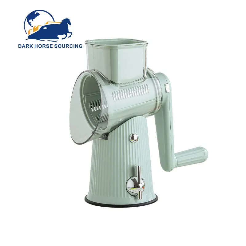 Manual Rotary Cheese Grater with Handle 5 in 1 Replaceable Stainless Blades Cheese Shredder Vegetable Slicer
