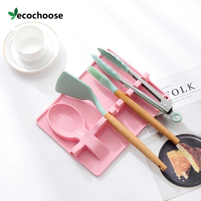 Изготовленный на заказ держатель кухонных инструментов Ecochoose силиконовые ложки палочки для еды коврик посуды водонепроницаемый нескользящий легко моющийся