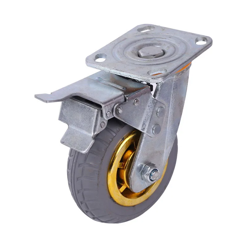 hand cart soft rubber steel stick swivel casters 360 rotation 4 inch plate casters directional wheels caster heavy