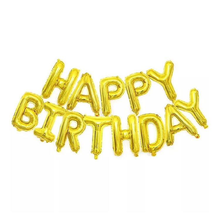 Wholesale foil party decoration helium 16 inch happy birthday foil balloons set letters balloon banner