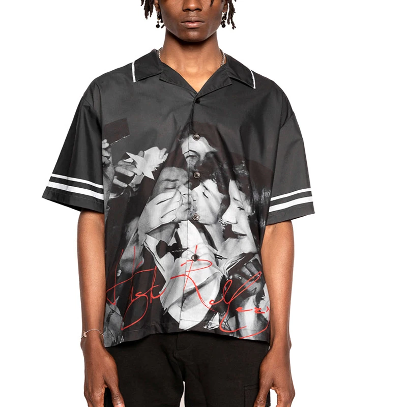 Man short sleeve casual shirts button down sublimation printing shirt