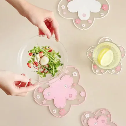 Sakura Coffee Cup Coaster Cherry Blossom Heat Insulation Mat Silicon Flower Shape Durable Bowl Pad Non-Slip Drink Coasters