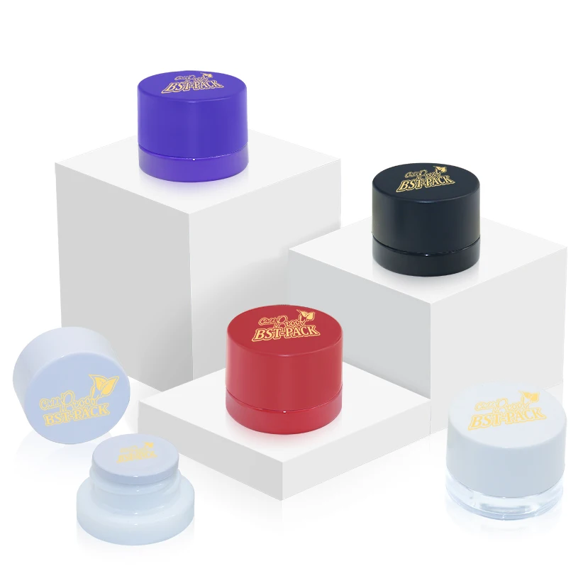 Wholesale custom 3ml 5ml 7ml 9ml transparent round child proof safe concentrates glass jar with metal gasket child resistant cap