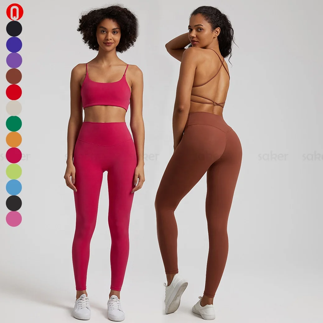 Skin-friendly custom activewear workout clothing  high waist leggings 2 pieces sets fitness yoga wear gym female set
