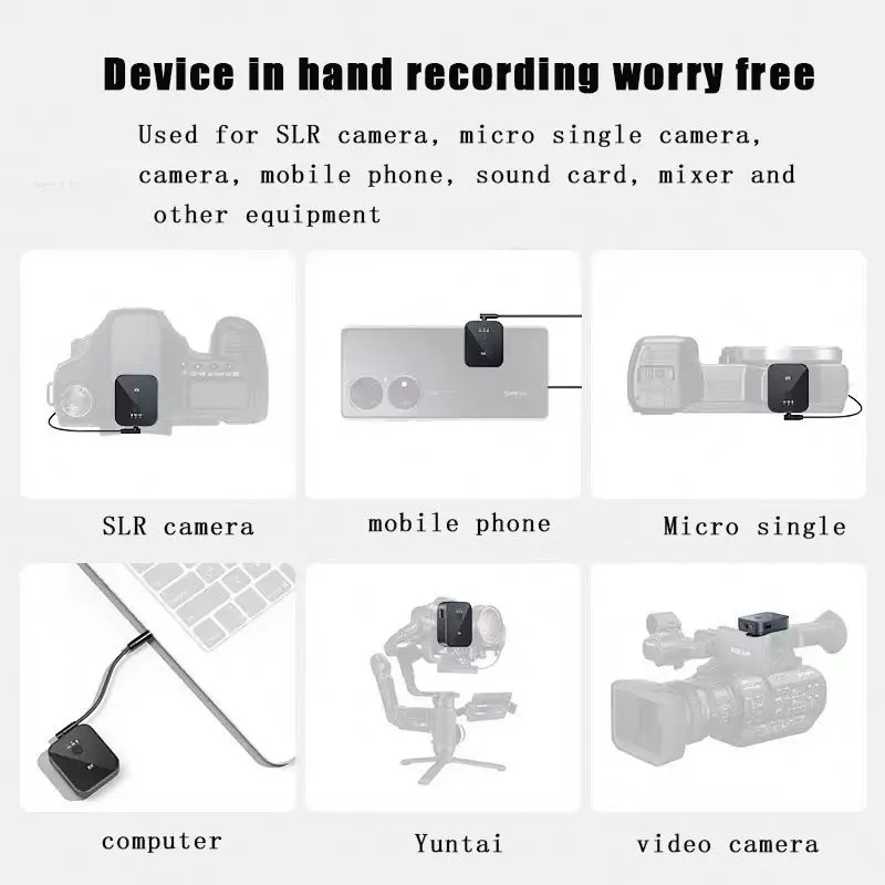 Беспроводной петличный микрофон с приемником-передатчиком, записывающим микрофоном для видеокамеры Vlog и телефона 2,4G