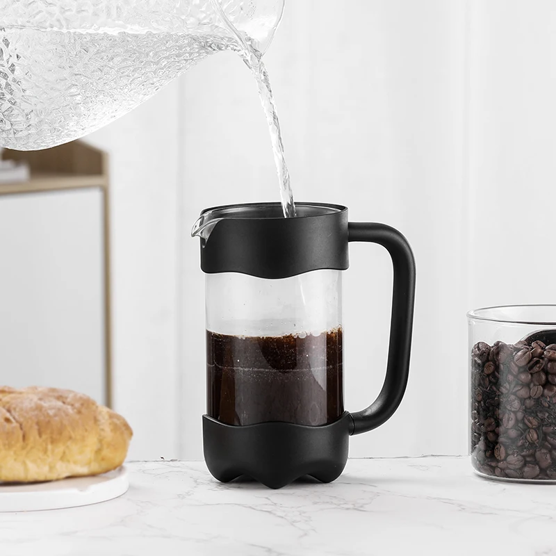 LFGB Certificate Top Sale Fashionable New PP Plastic Borosilicate Glass CuStom Coffee French Press