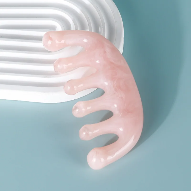 Custom Scalp Gua Sha Comb Wholesale Resin Sandal Scalp Big Wide Tooth Massaging Hair Comb