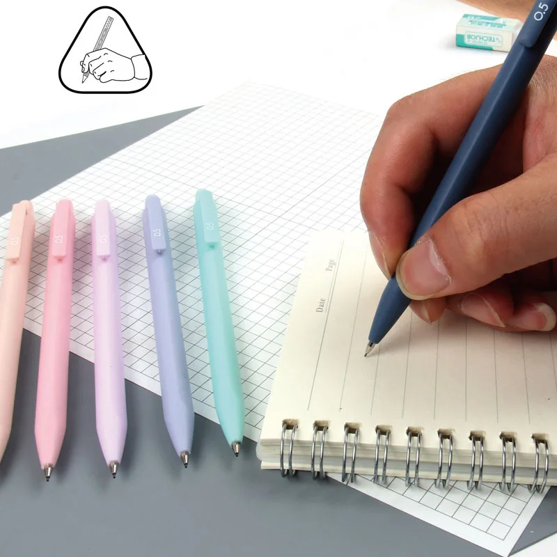 Morandi Active Pencil Triangle Color Pen 0.5/0.7 Simple Automatic Pen Creative Stationery Glitter Mechanical Pencil