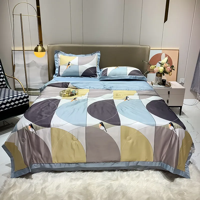 Custom 4 pcs summer quilt cool quilt summer blanket washed ice silk duvet