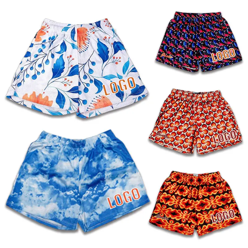 Custom Logo Wholesale Quality Summer Printed Mesh Gym Shorts Men Sports swim beach Polyester Sublimation basketball Mesh Shorts