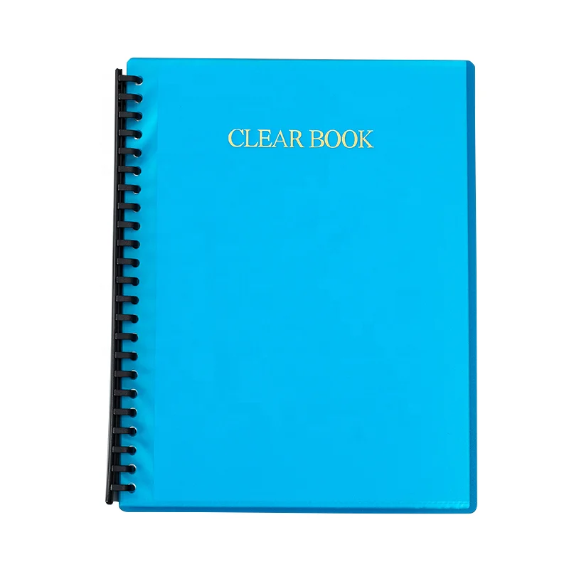 PP Plastic Presentation Folder Ring Binder Folder Spiral Refillable Clear Display Book  With 10 20 30 40 Pockest