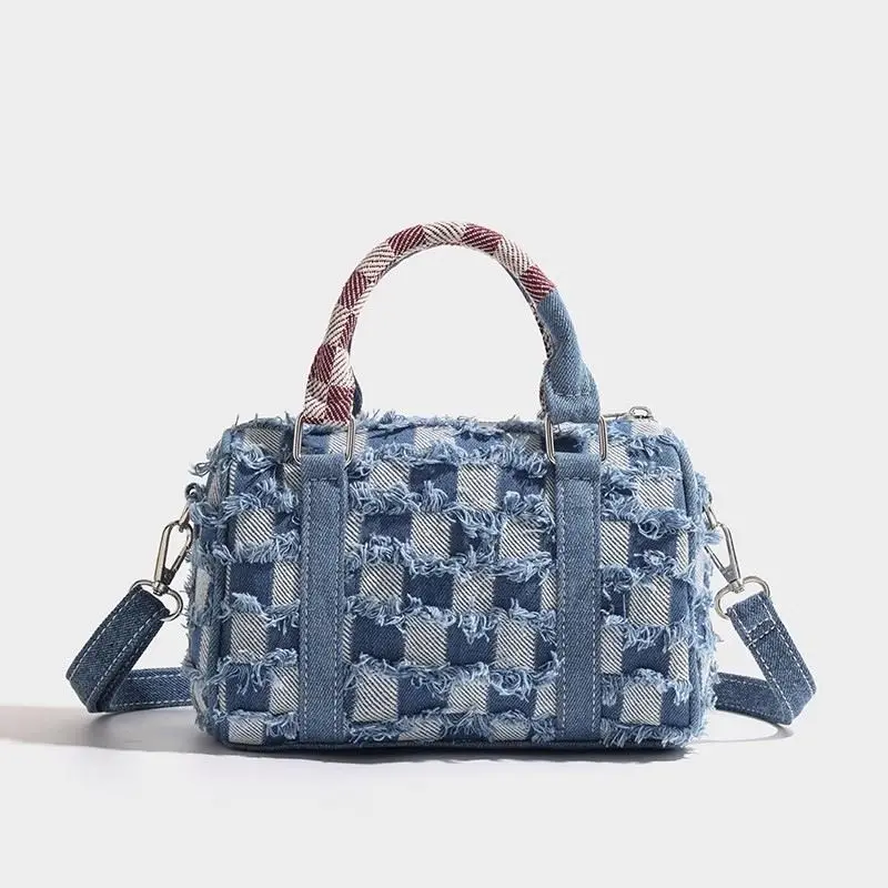 New Blue Lilo Stitch Angel Wallet Elegant Lady Luxury Coin Purse Cute Cross-body Shoulder Woman Bag Denim Cloth Coin Phone Bag