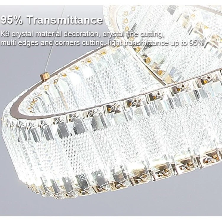 Wholesale Pendant Light Rectangle Round Crystal Lamps Fixture New Design Led Modern Luxury K9 Crystal Chandelier