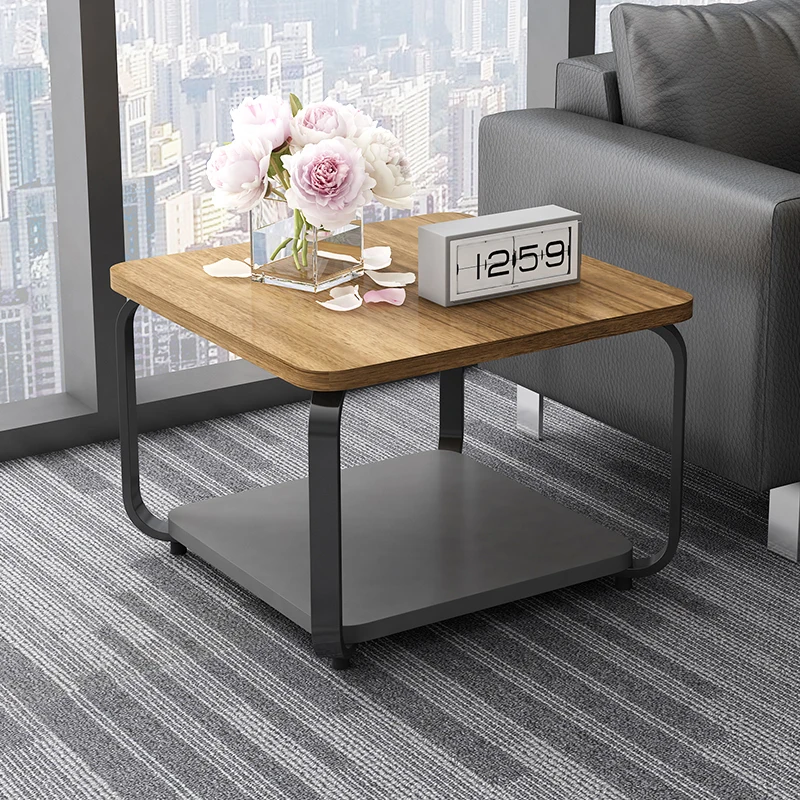 
Living Room Mobile Sofa End Table Wooden Coffee Table with Rolling Casters 