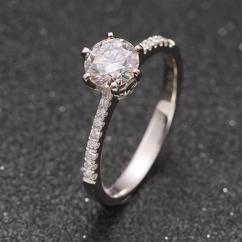 
Original Charles Colvard FOREVER ONE Platinum PT950 Moissanite Engagement Ring 1CT G Color 6 Claws Moissanite Wedding Ring Women 