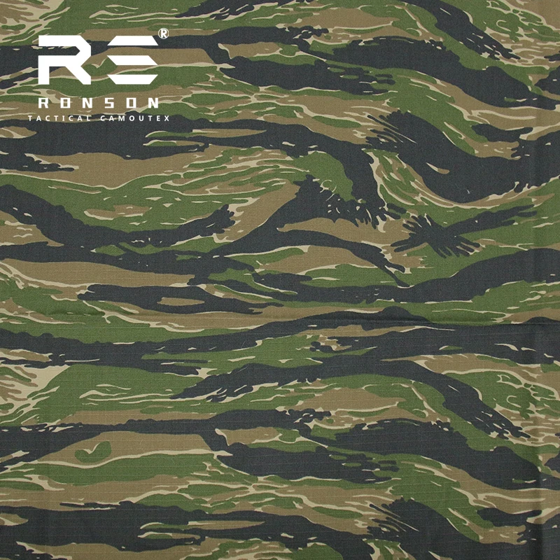NC5050 Ribstop Tiger stripe camouflage nylon cotton fabric camo printed tactical  uniform fabric