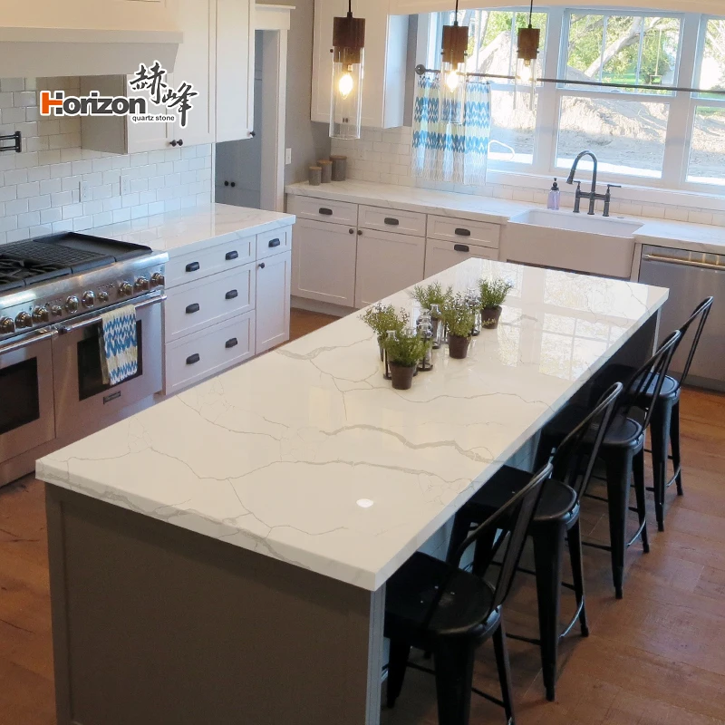 Wholesale marble look engineered stone quartz countertop calacatta cuarzo artificial stone quartz slabs