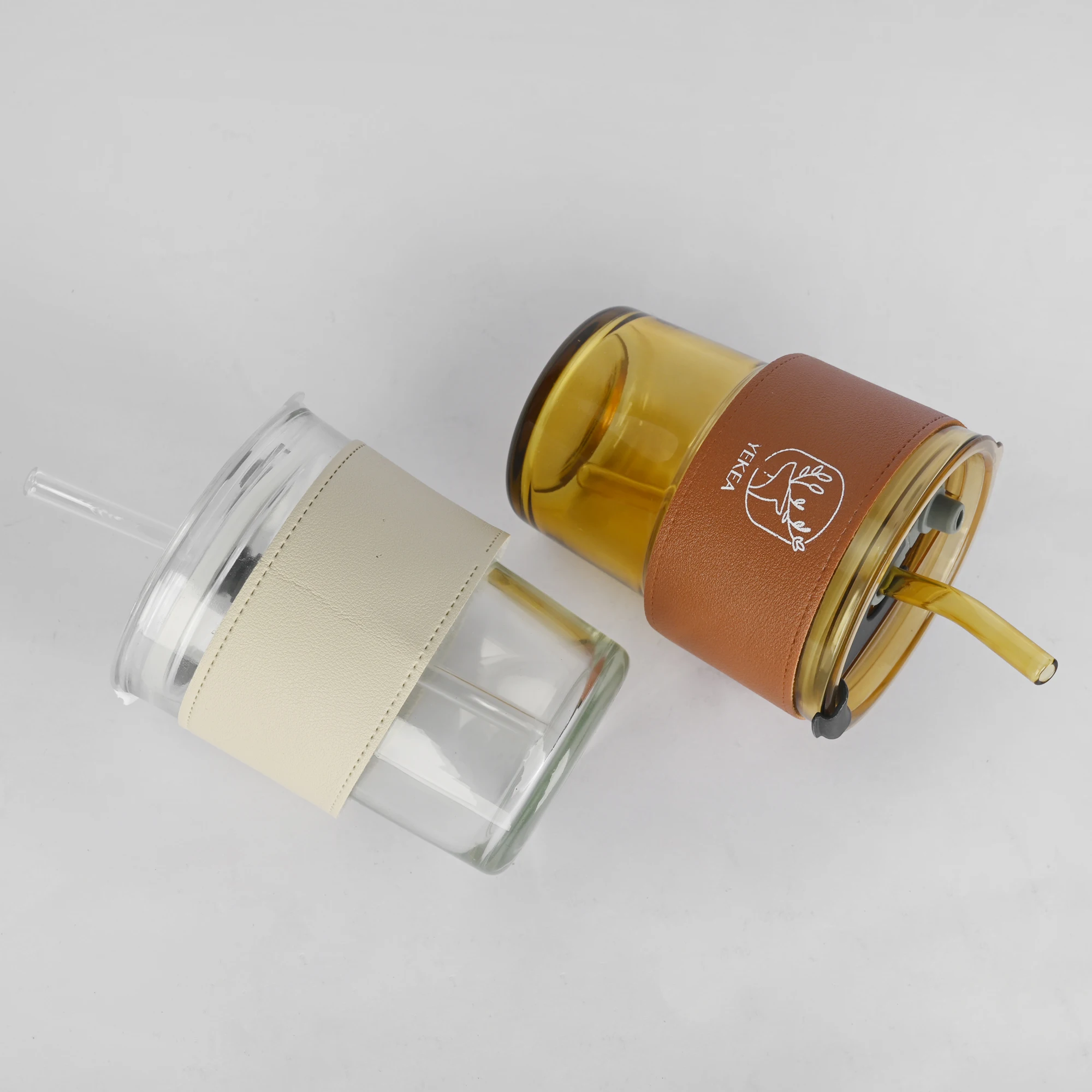 wholesale Self Heating Coffee cup and Tea Mug in Bulk With Cover And Straw Heat-Resistant Water Bottle With Leather Sleeve