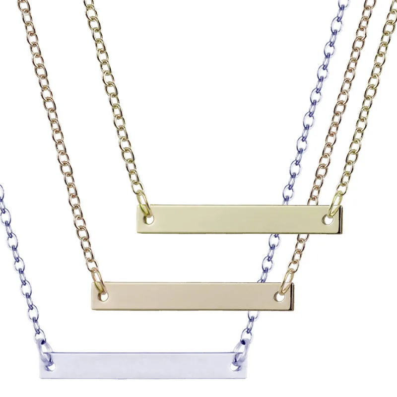 
Wholesale Designs Jewelry Stainless Steel Engraved Customized Blank Bar Pendant Necklace 