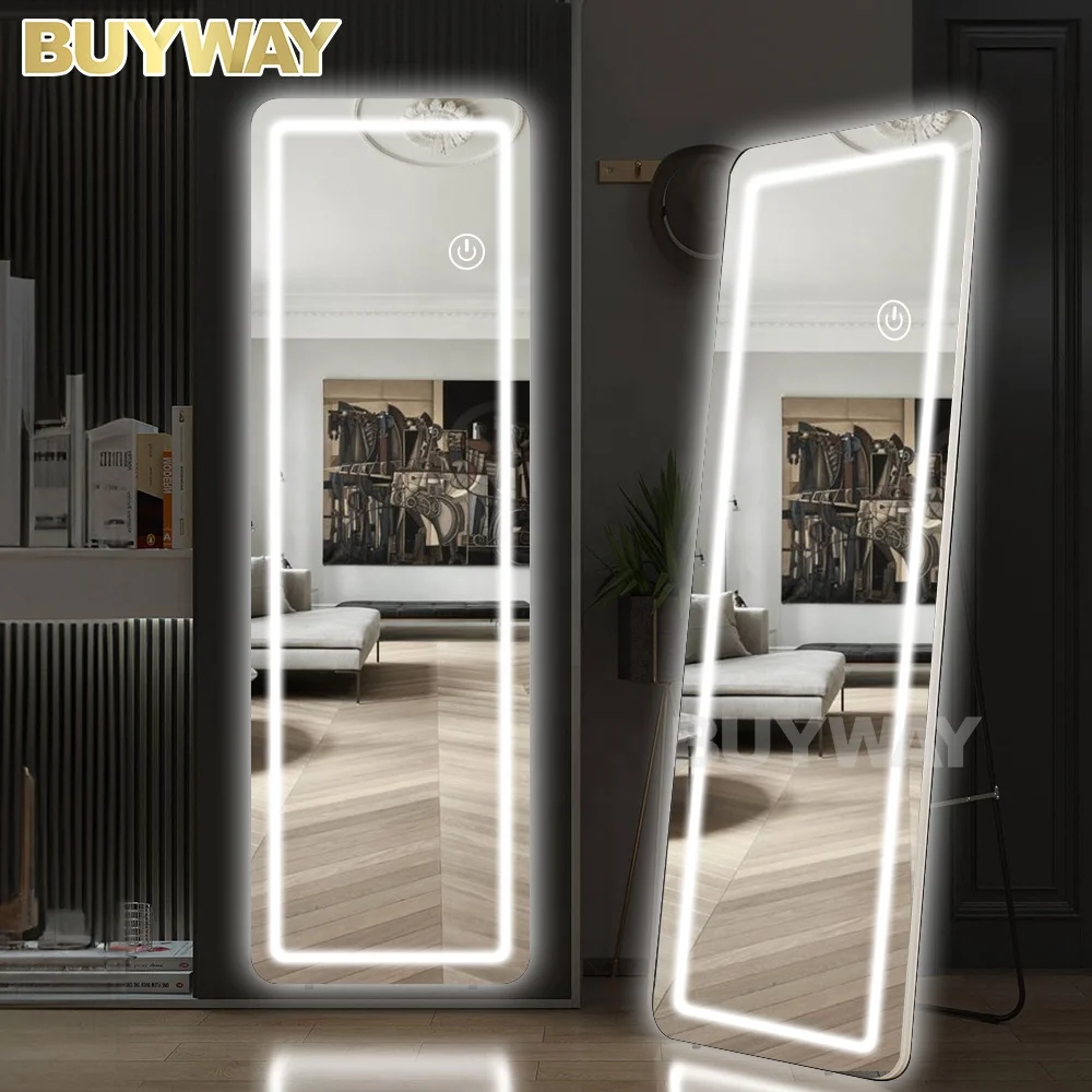 Makeup Mirror Led Lighting Custom Modern Dimming Standing Large Big Decor Full Length Long Floor Living Room Miroir Spiegel Espe