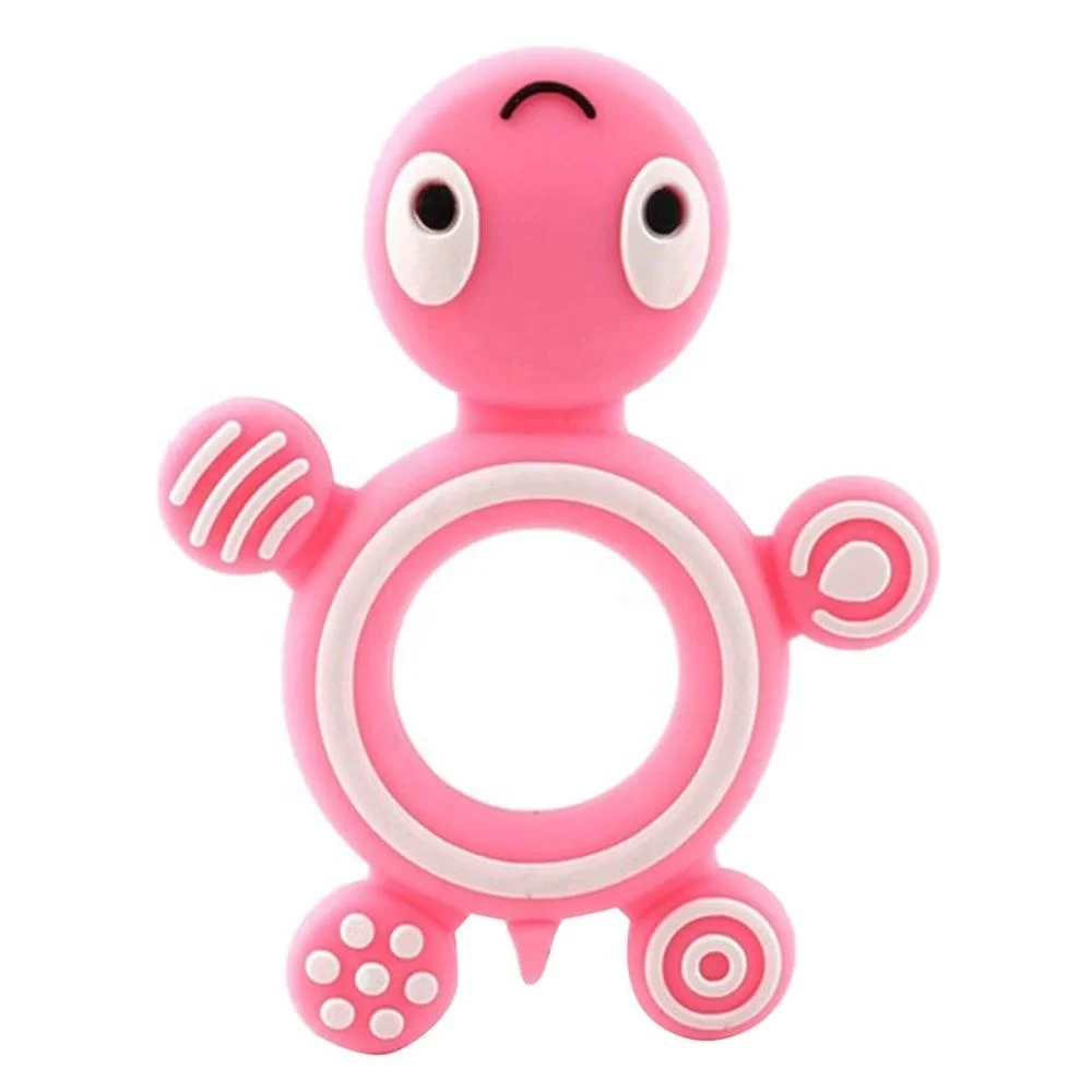 
Colorful stocked smart turtles tortoise Food grade silicone baby tooth stick teether training toys 
