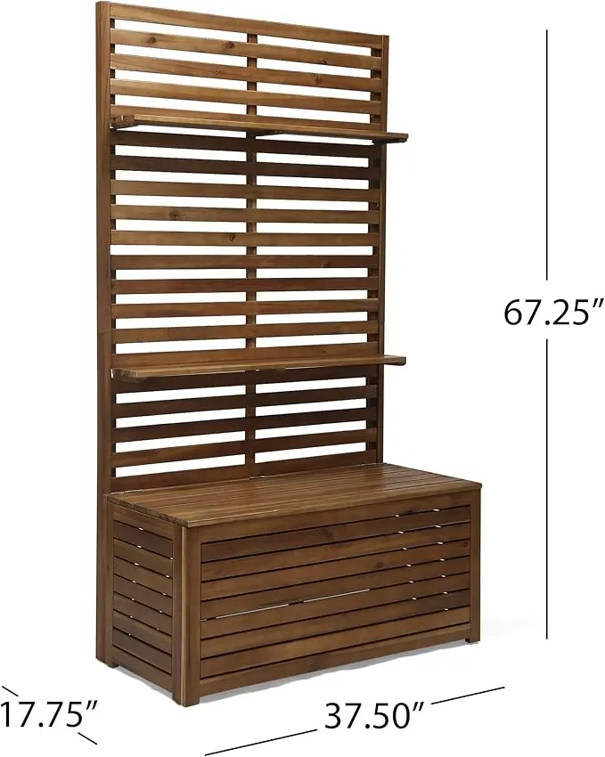 Outdoor wooden hall tree with teak veneer