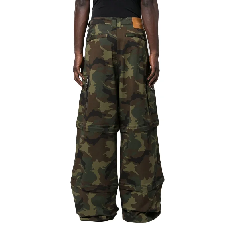 Wholesale price custom logo fashion casual transformer camouflage multi-pocket cargo trousers