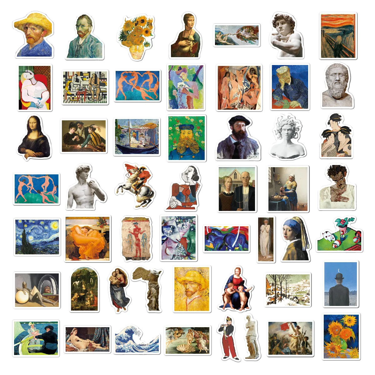 Retro Artistic Oil Painting Stickers 100 Pcs Sunflower Oil Painting Waterproof Vinyl Stickers