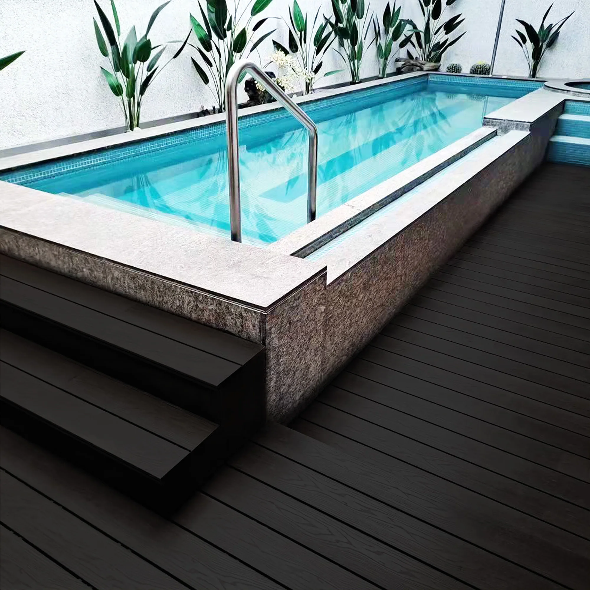 Dimensionally stable durable composite plastic co-extrusion ASA foam decking for park