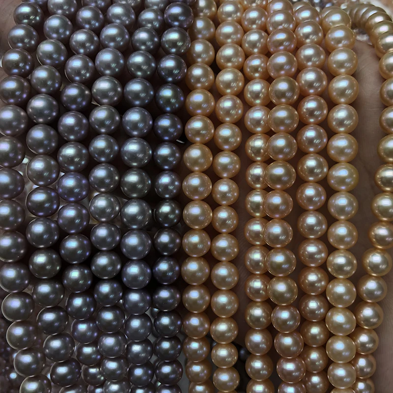 pearls farm wholesale 7-8mm pink pearl strand,high luster,blemish free surface,near round shape
