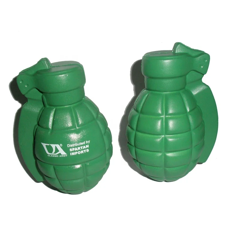 Factory Sale Novelty Manufacturer Cheap High Quality Simulation Antitank Grenades Shape PU Anti Stress Ball Toys Frag Stress Relief Toys