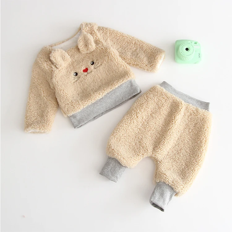Thick Fleece baby clothing 2019 cute Baby Girls and Boys outfit kids Clothing Set For 0-24M