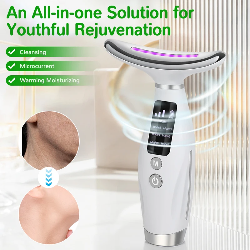 7 colors RF EMS LED Face Lift Machine Facial Beauty Device Skin Wrinkle Removal Photon Therapy Electric Neck Face Lift Massager