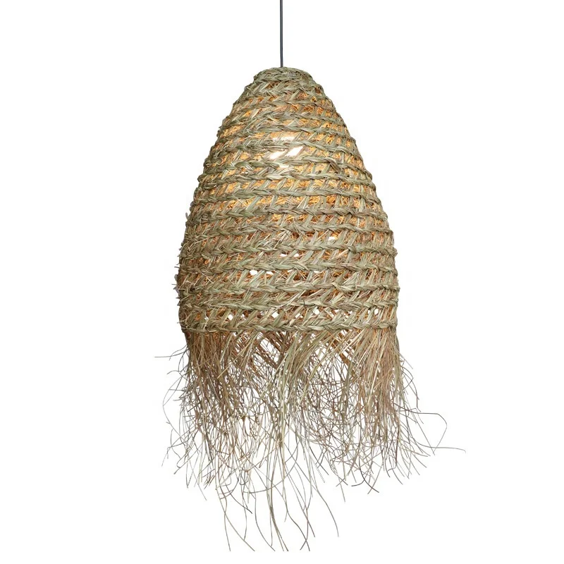 Wholesale Handmade Suspension Straw Rattan Lampshade Pendant Lamp for Restaurant Home Decoration