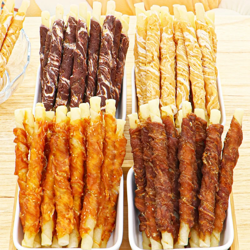 OEM Dog Treats Manufacturer Delicious Chew High Protein Chicken Cattlehide Dog Bully Stick Pet Food dog snack