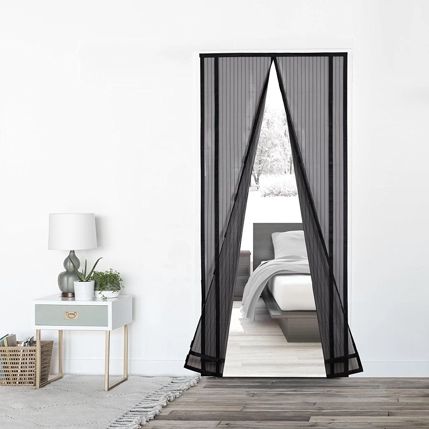 DIY Magnetic Fly Polyester Screens Retractable Mosquito Net Door Mesh With Strong Magic Paste